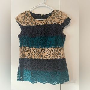 Ann Taylor block color lace top